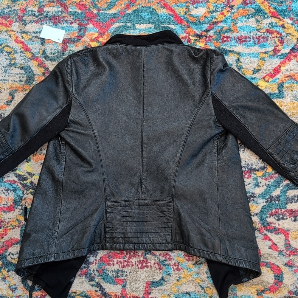 Treasure & Bond XS black real leather moto jacket with fabric front - Picture 7 of 7